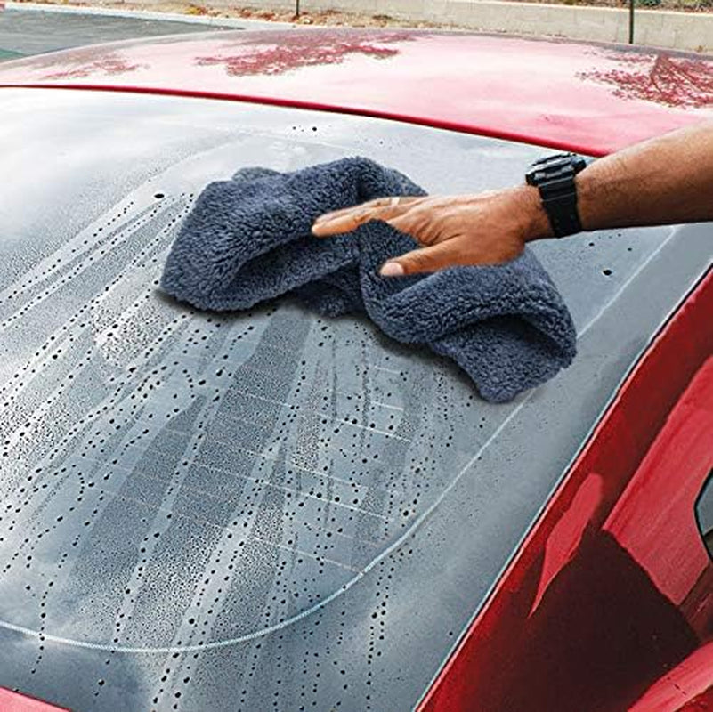 Extra Absorbent Ultra Plush 500GSM Edgeless Microfiber Towels, Car Detailing & Home, Streak-Free, Lint-Free, Scratch-Free, Machine Washable & Reusable, 16X16 Inch, 6-Pack, Gray