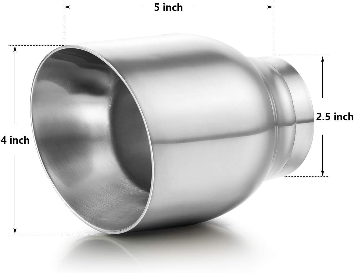 Exhaust Tip 2.5 Inch Inlet Muffler Tip 2.5" Inlet 4" Outlet 5" Long Dual Wall...