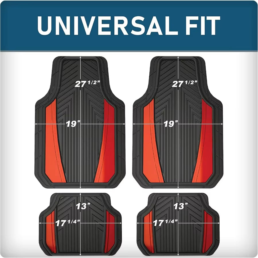 4Piece Anodized Sport Floor Mats Allweather Mats for Cars Trucks Suvs Black Red