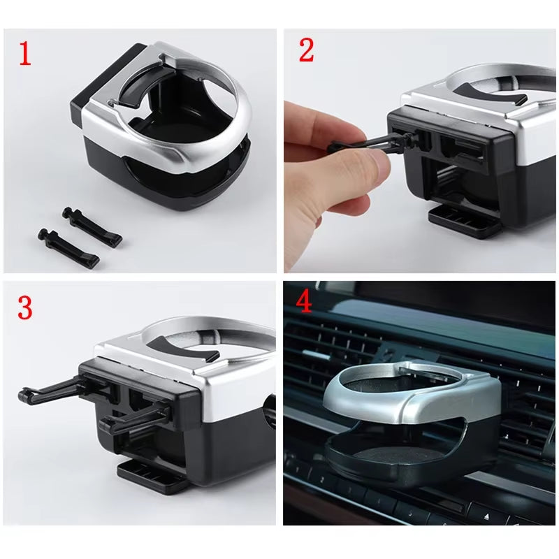 Car Cup Holder Vent Mounted Cup/Bottle Holder Ashtray Storage Rack Multi-Functional Hanging Cup Holder Auto Interior Accessories