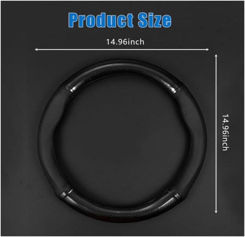 1 Pack Car Breathable Steering Wheel Cover, Wear -Resistant Steering Wheel Sleeve, Carbon Fiber Non-Slip Steering Wheel Protector, Four Seasons Universal Steering Wheel Set (Black #Circular)