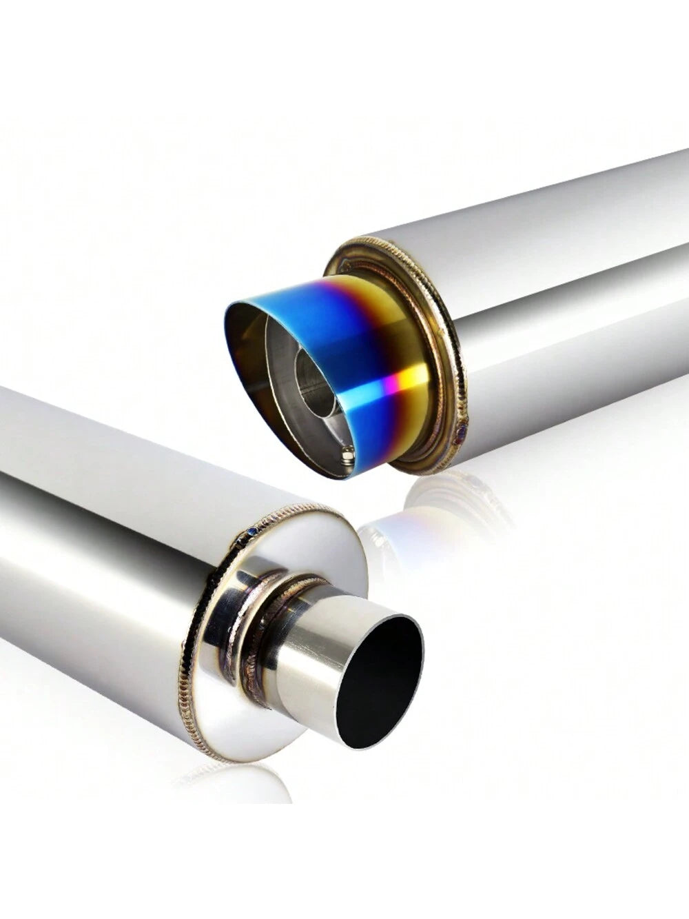 4" Slant Tip Stainless Steel Exhaust Muffler 2.5"Inlet Universal with Removable Silencer