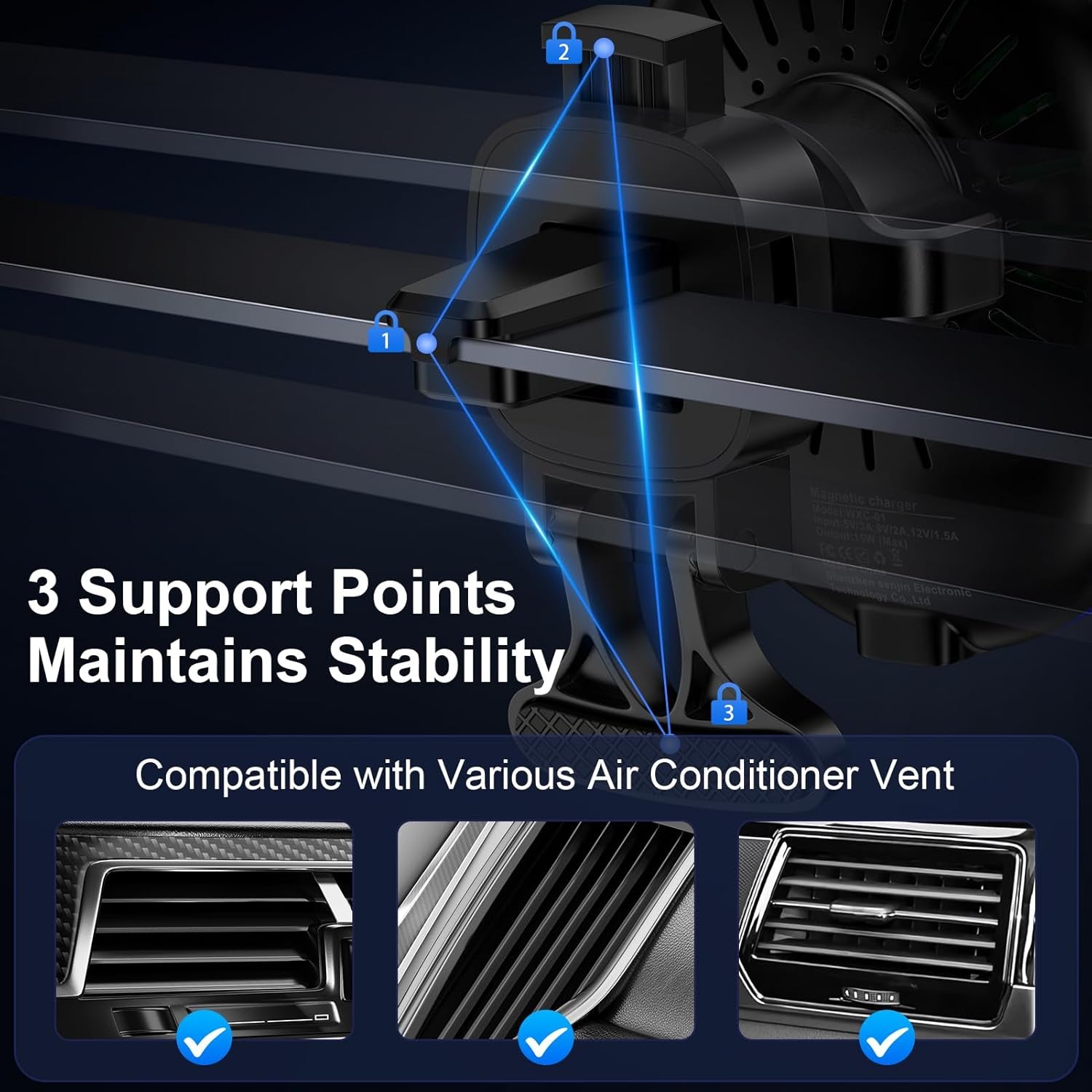 Wireless Mag Safe Car Mount Charger for Samsung Galaxy S25 Ultra S24 FE S23 P...