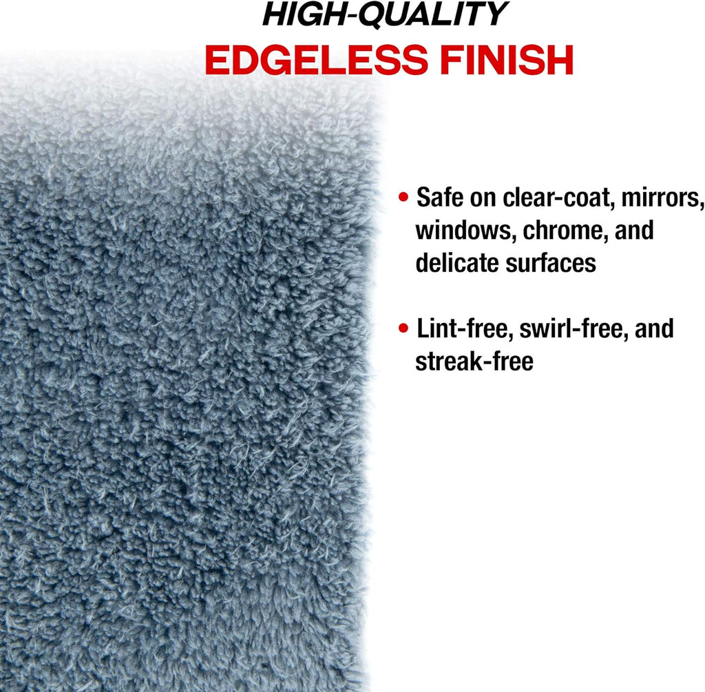 Extra Absorbent Ultra Plush 500GSM Edgeless Microfiber Towels, Car Detailing & Home, Streak-Free, Lint-Free, Scratch-Free, Machine Washable & Reusable, 16X16 Inch, 6-Pack, Gray