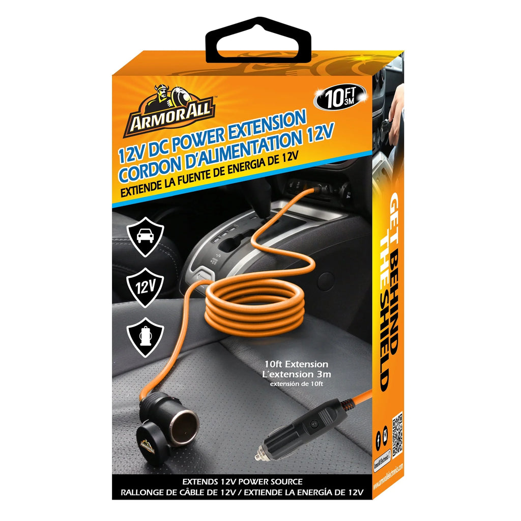 10Ft Orange 12V DC Port Power Extension Cable, Useable with Tire Inflators, Vacuums, Fans