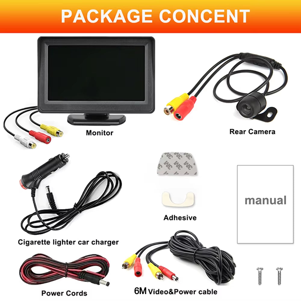 4.3Inch Car Reverse Monitor LCD Mini Rear View Backup Camera Car Monitor System Camera for Vehicle Reversing Parking Systems