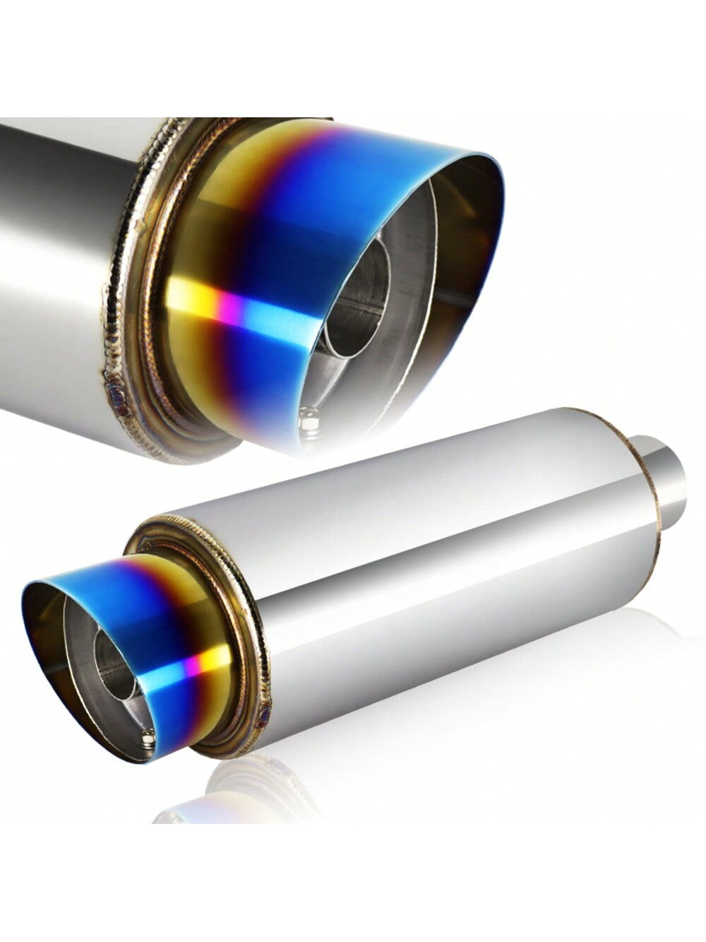 4" Slant Tip Stainless Steel Exhaust Muffler 2.5"Inlet Universal with Removable Silencer