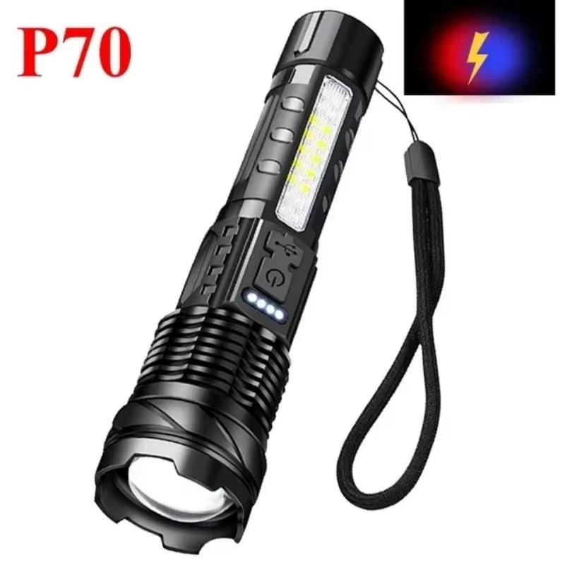 Powerful Flashlights Rechargeable Torch Light High Power LED Flashlight Built-In Battery for Camping Emergency Lamp