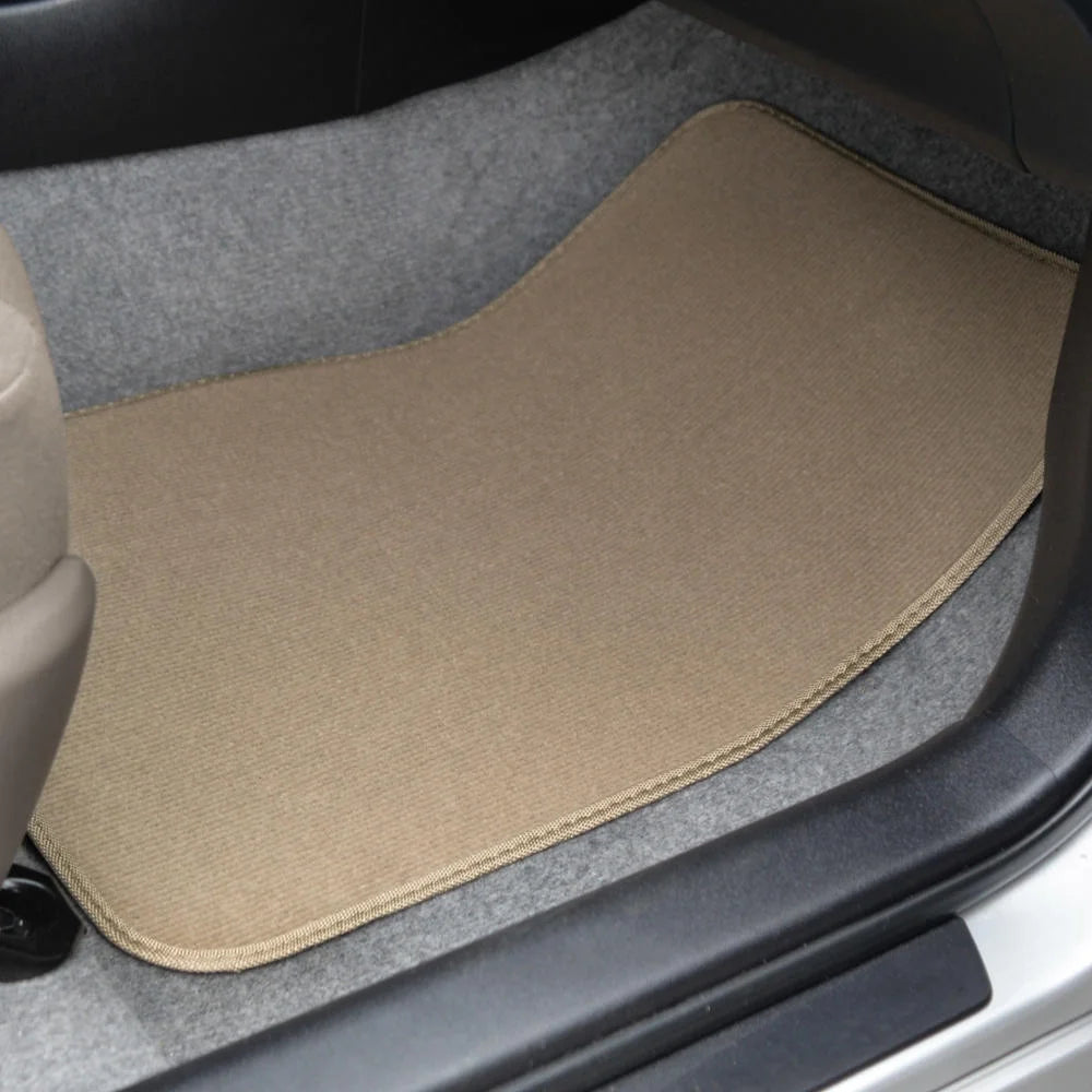 Classic Carpet Floor Mats for Car & Auto - Universal Fit -Front & Rear with Heelpad (Medium Beige) (MT-100-CPTSERIES)