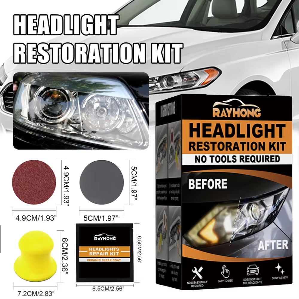 Car Headlight Restoration Set Ceramic Headlight Restoration Kit Headlight Cleaner Restorer Kit for Car Taillight Headlight
