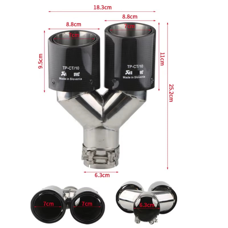Universal Stainless Ak Exhaust Tip Car Import Double Rear Exhaust Tailpipe Muffler Exhaust Carbon Fiber Silencer Exhaust Car