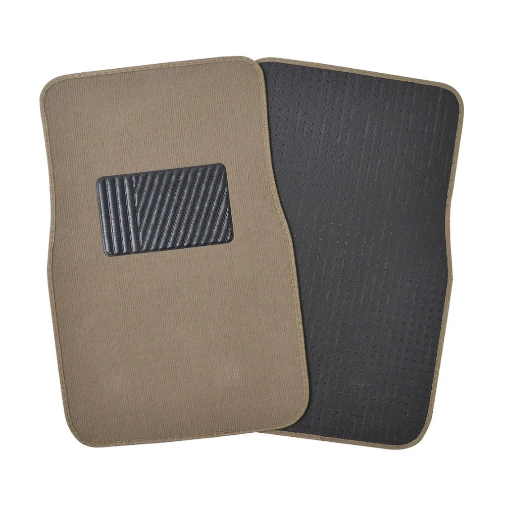 Classic Carpet Floor Mats for Car & Auto - Universal Fit -Front & Rear with Heelpad (Medium Beige) (MT-100-CPTSERIES)