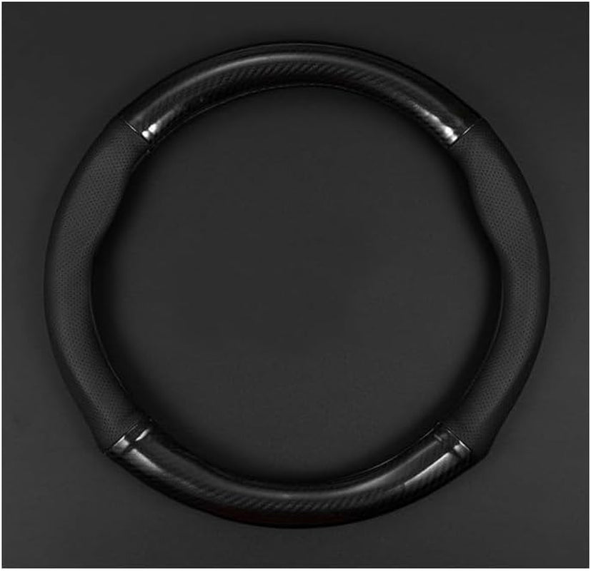 1 Pack Car Breathable Steering Wheel Cover, Wear -Resistant Steering Wheel Sleeve, Carbon Fiber Non-Slip Steering Wheel Protector, Four Seasons Universal Steering Wheel Set (Black #Circular)