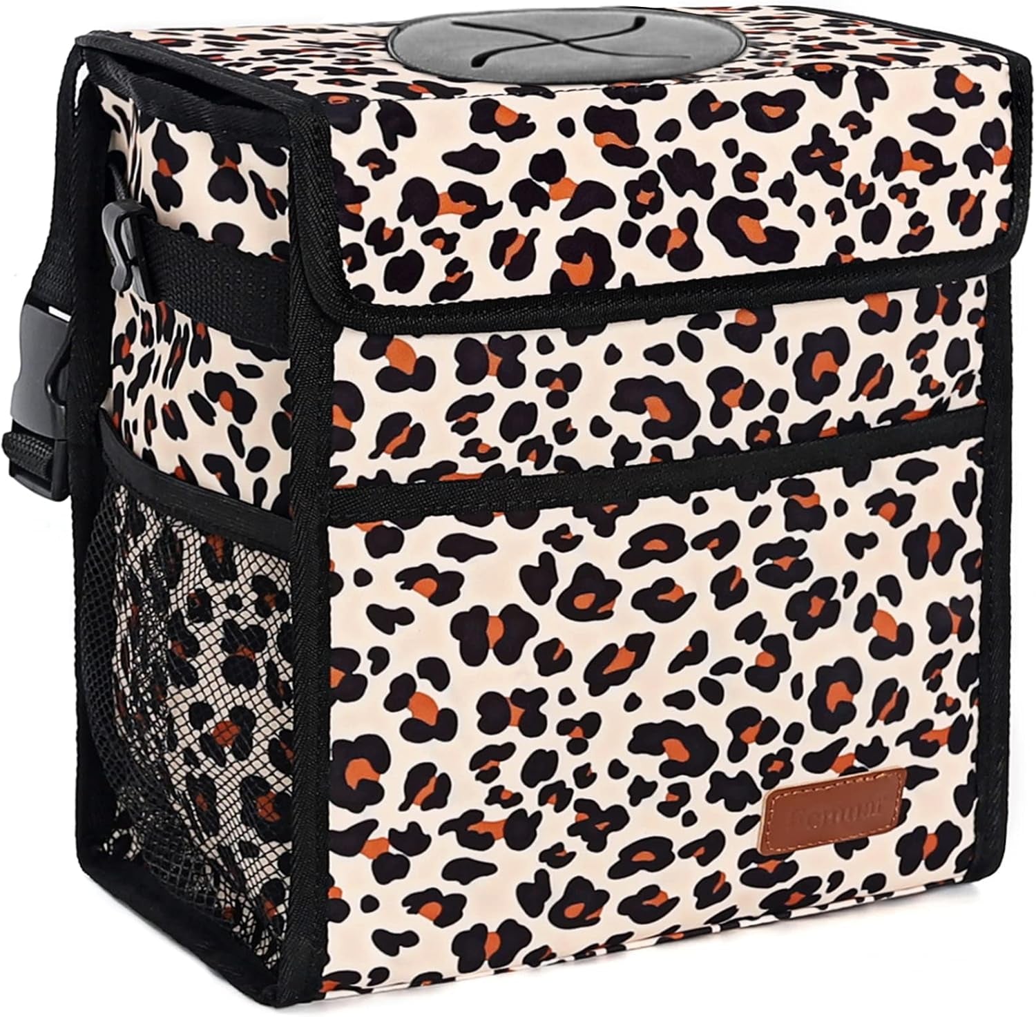 Car Trash Can Leak Proof Car Trash Bag Waterproof Car Garbage Can with Lid for SUV Front Seat Multipurpose Car Hanging for Headrest Collapsible and Portable with Storage Mesh Pocket, Grey