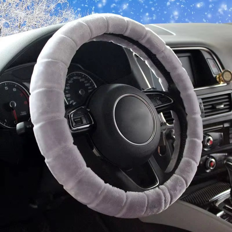 Furry Car Steering Wheel Cover,Soft Winter Warm Plush Car Steering Wheel Cover Universal Steering Wheel Cover