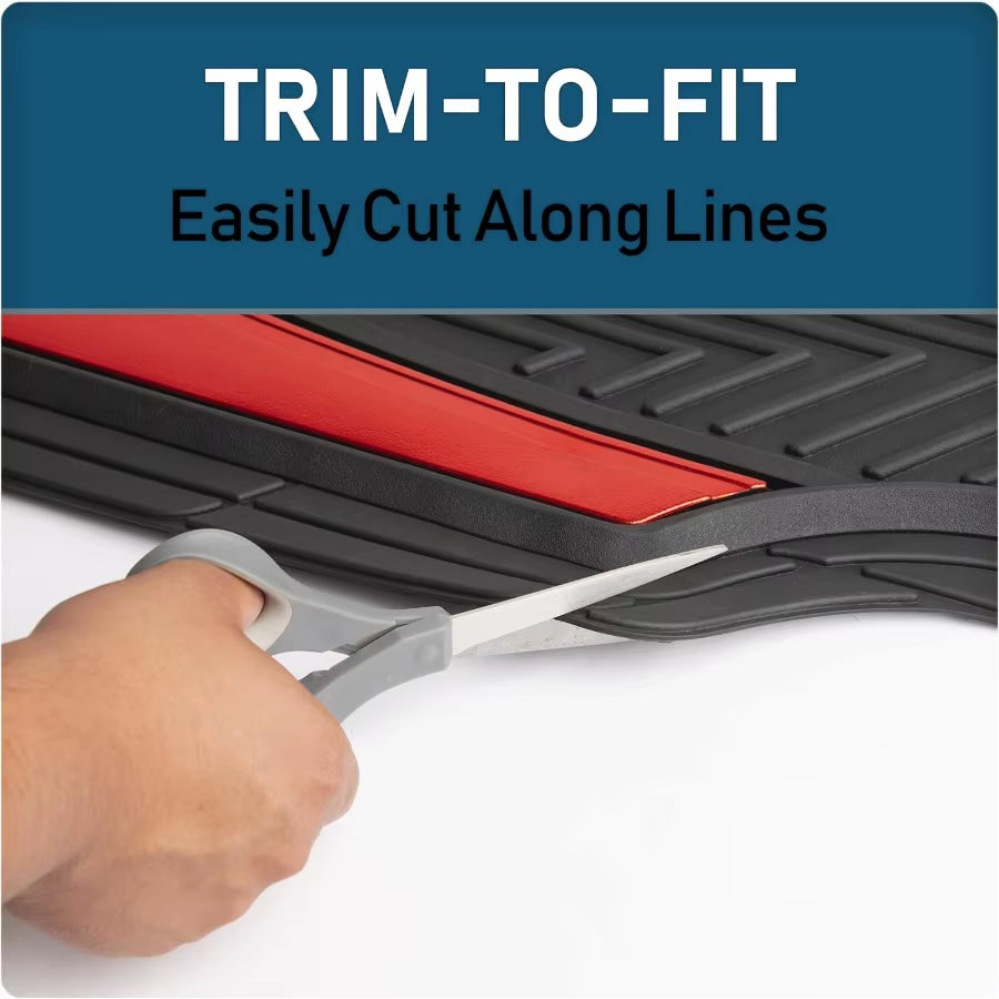 4Piece Anodized Sport Floor Mats Allweather Mats for Cars Trucks Suvs Black Red