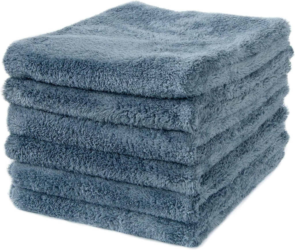 Extra Absorbent Ultra Plush 500GSM Edgeless Microfiber Towels, Car Detailing & Home, Streak-Free, Lint-Free, Scratch-Free, Machine Washable & Reusable, 16X16 Inch, 6-Pack, Gray