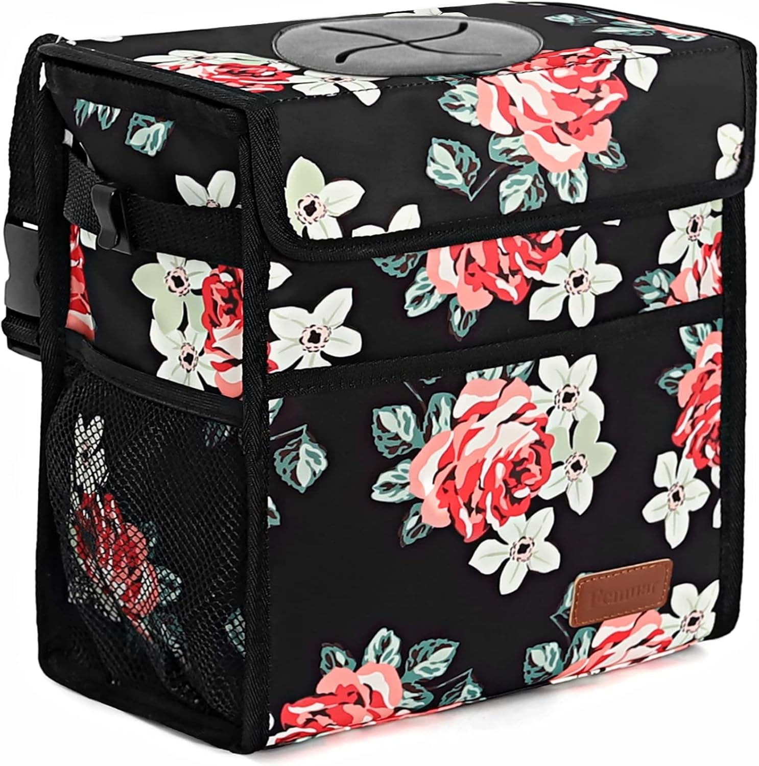 Car Trash Can Leak Proof Car Trash Bag Waterproof Car Garbage Can with Lid for SUV Front Seat Multipurpose Car Hanging for Headrest Collapsible and Portable with Storage Mesh Pocket, Grey