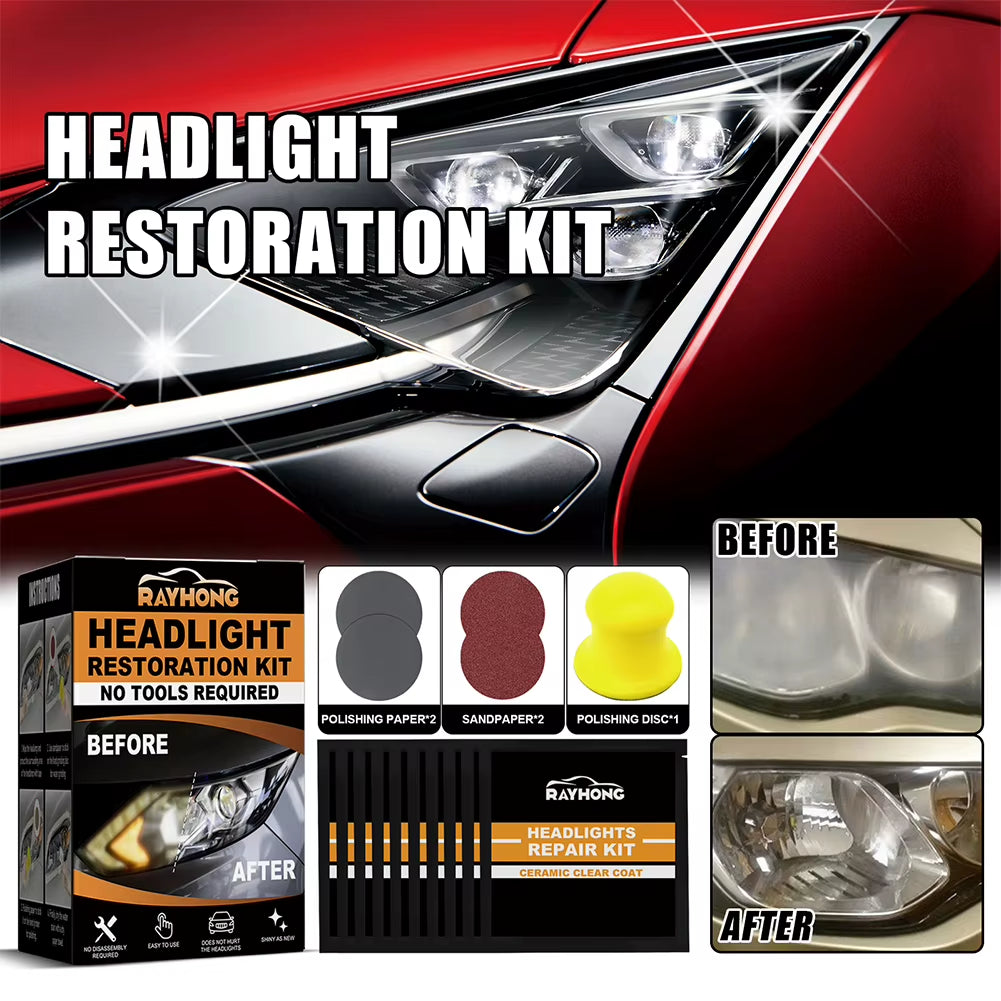 Car Headlight Restoration Set Ceramic Headlight Restoration Kit Headlight Cleaner Restorer Kit for Car Taillight Headlight