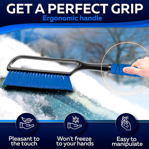 34.5" Snow Brush & Ice Scrapers for Car Windshield with Foam Grip for Cars Extendable, SUV, Trucks - Detachable Сar Scraper - No Scratch - Heavy Duty Handle, Snow Broom, Remover, Easy Scraper, Blue