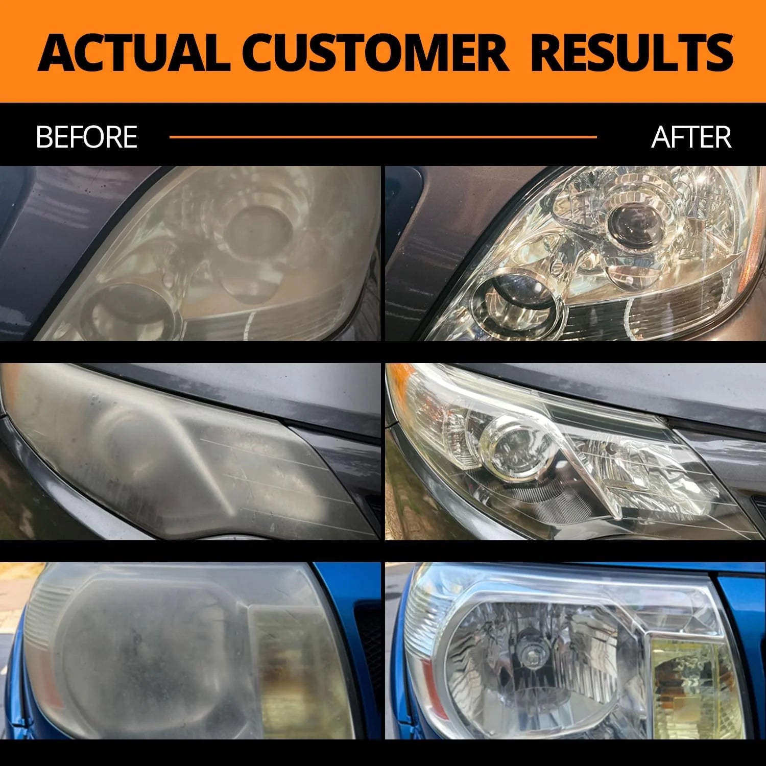 Ceramic Headlight Restoration Kit, Quick & Easy 3-Step Headlight Restorer, 8-Wipe Kit