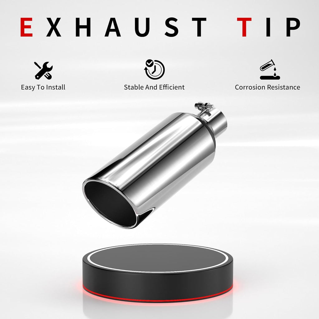 3 to 6 Inch Exhaust Tip, 3" Inlet 6” Outlet 15” Overall Length Stainless Steel E