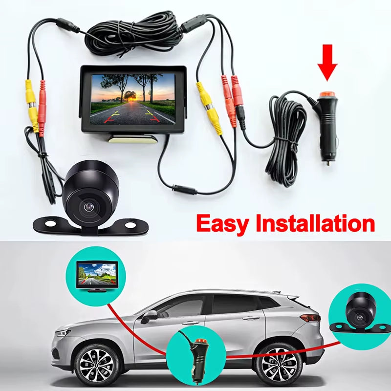 4.3Inch Car Reverse Monitor LCD Mini Rear View Backup Camera Car Monitor System Camera for Vehicle Reversing Parking Systems