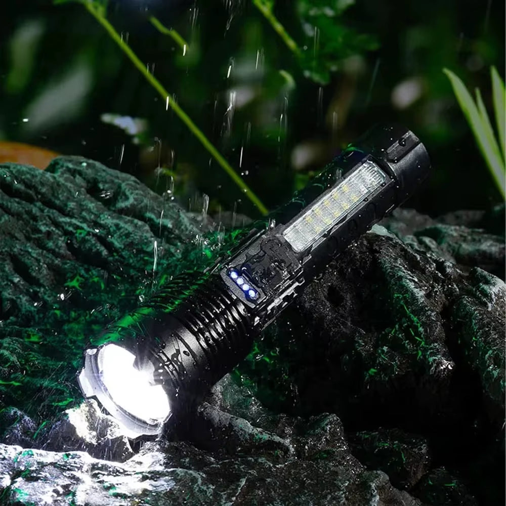 Powerful Flashlights Rechargeable Torch Light High Power LED Flashlight Built-In Battery for Camping Emergency Lamp