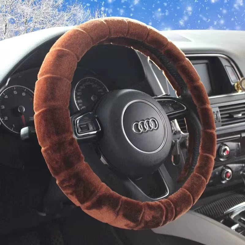 Furry Car Steering Wheel Cover,Soft Winter Warm Plush Car Steering Wheel Cover Universal Steering Wheel Cover