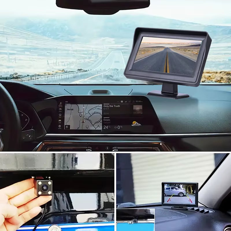4.3Inch Car Reverse Monitor LCD Mini Rear View Backup Camera Car Monitor System Camera for Vehicle Reversing Parking Systems