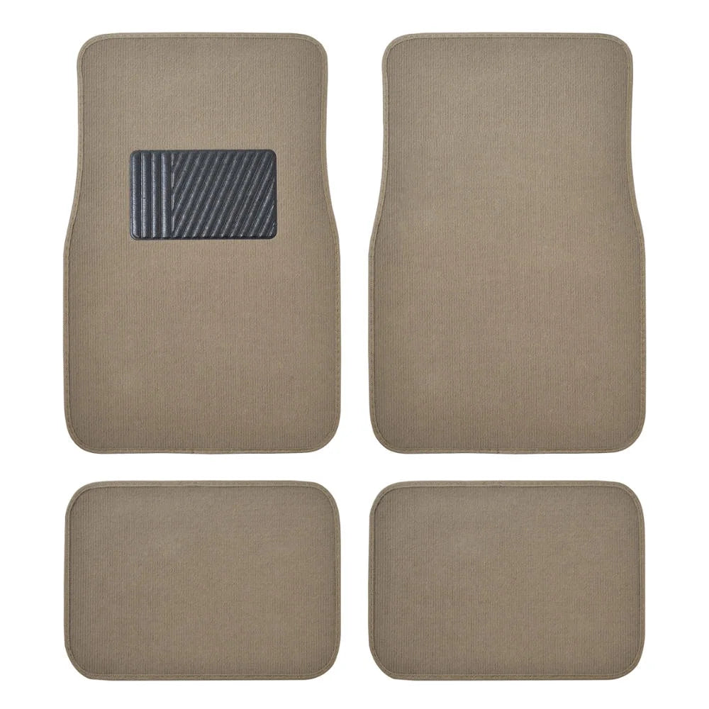 Classic Carpet Floor Mats for Car & Auto - Universal Fit -Front & Rear with Heelpad (Medium Beige) (MT-100-CPTSERIES)