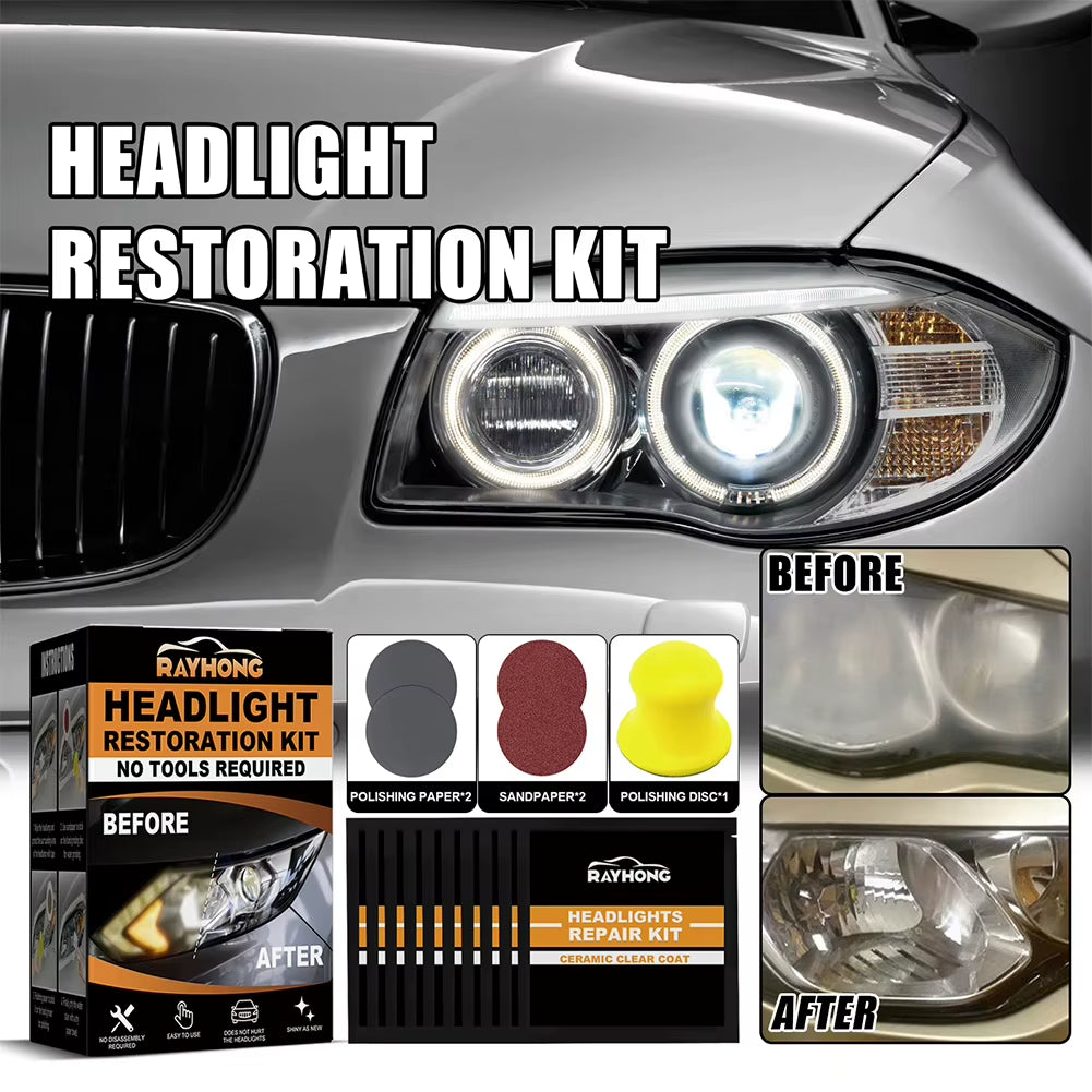 Car Headlight Restoration Set Ceramic Headlight Restoration Kit Headlight Cleaner Restorer Kit for Car Taillight Headlight