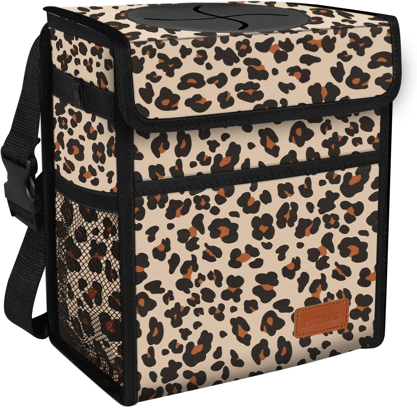 Car Trash Can Leak Proof Car Trash Bag Waterproof Car Garbage Can with Lid for SUV Front Seat Multipurpose Car Hanging for Headrest Collapsible and Portable with Storage Mesh Pocket, Grey