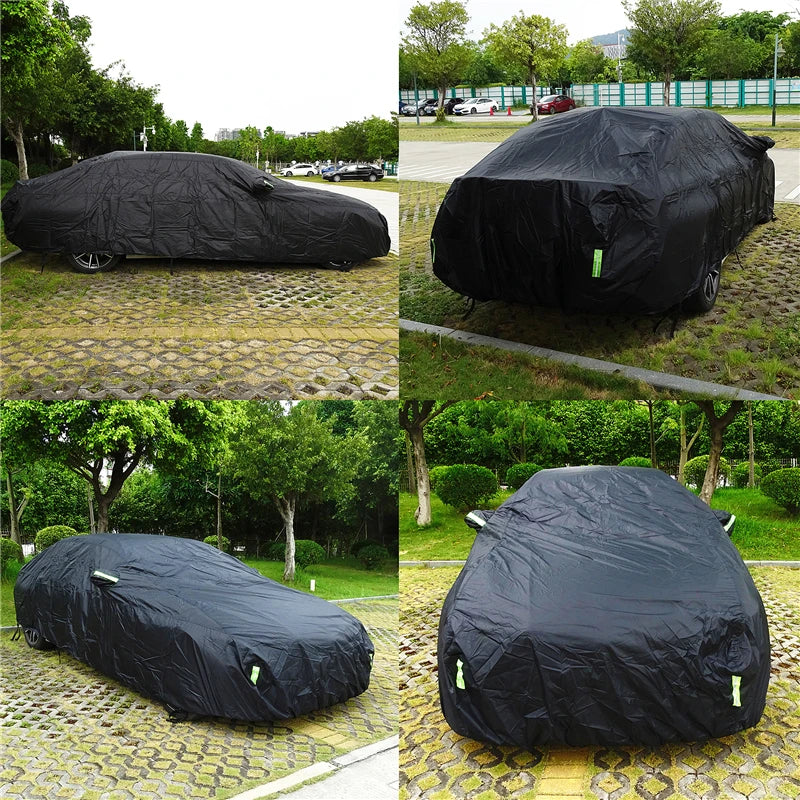 Universal Suv/Sedan Full Car Covers Outdoor Waterproof Sun Rain Snow Protection UV Car Zipper Design Black Car Case Cover S-XXL