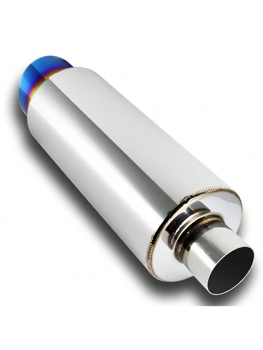 4" Slant Tip Stainless Steel Exhaust Muffler 2.5"Inlet Universal with Removable Silencer