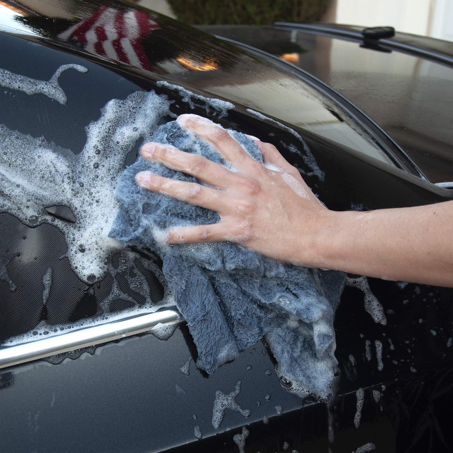 Extra Absorbent Ultra Plush 500GSM Edgeless Microfiber Towels, Car Detailing & Home, Streak-Free, Lint-Free, Scratch-Free, Machine Washable & Reusable, 16X16 Inch, 6-Pack, Gray